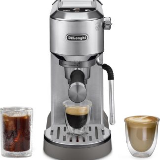 De'Longhi Dedica Duo Compact Espresso Machine - Stainless Steel Coffee Maker with Milk Frother Wand- for Espresso, Cold Brew, Hot & Iced Coffee, Cappuccinos, Lattes & Home Barista Brewing